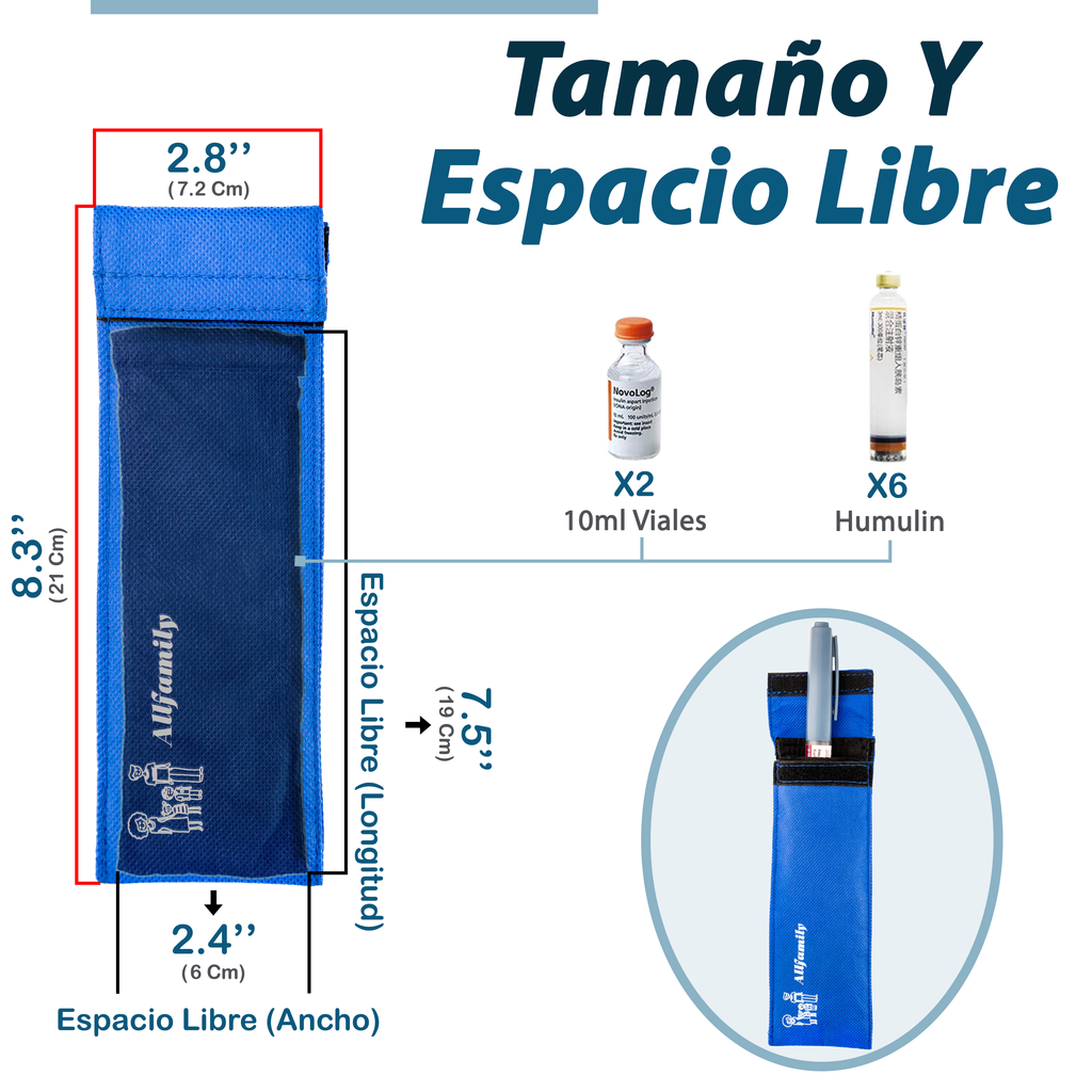 4AllFamily España - Chillers - Bolsas Isotérmicas para medicamentos - Estuches Fríos Para Insulina - Espacio de almacenamiento interior para llevar plumas y viales de insulina frías 