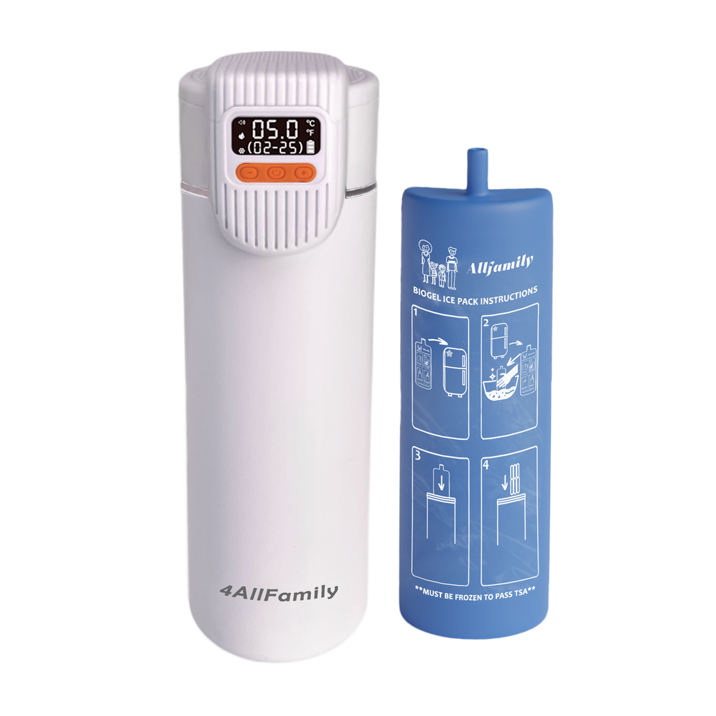 4AllFamily España - Nomad PRO - Nevera Portátil Para Insulina e Inyectables - NUEVO MODELO - Color Blanco - pantalla digital 
