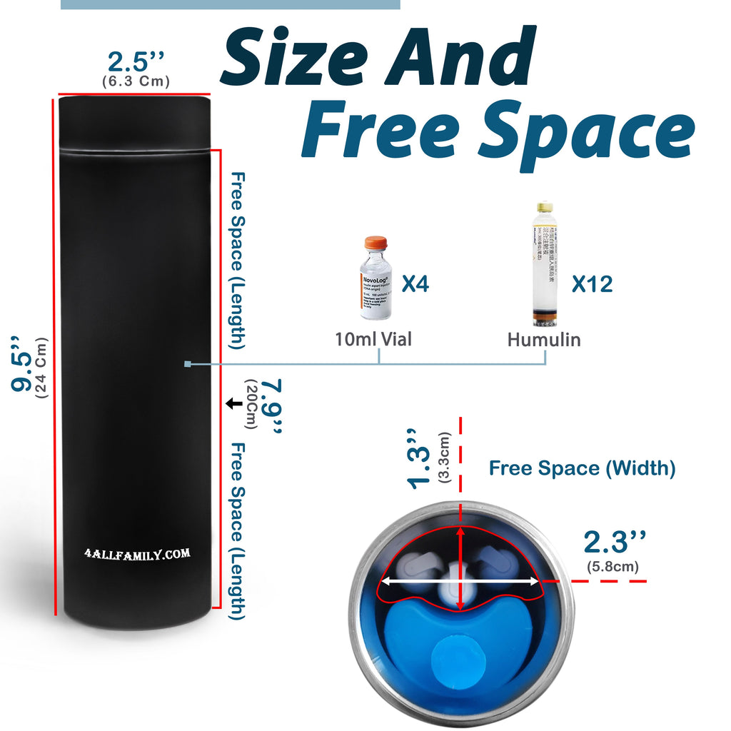 4AllFamily España - Nomad PRO - Nevera Portátil Para Insulina e Inyectables - NUEVO MODELO - Color Negro - Capacidad de almacenamiento