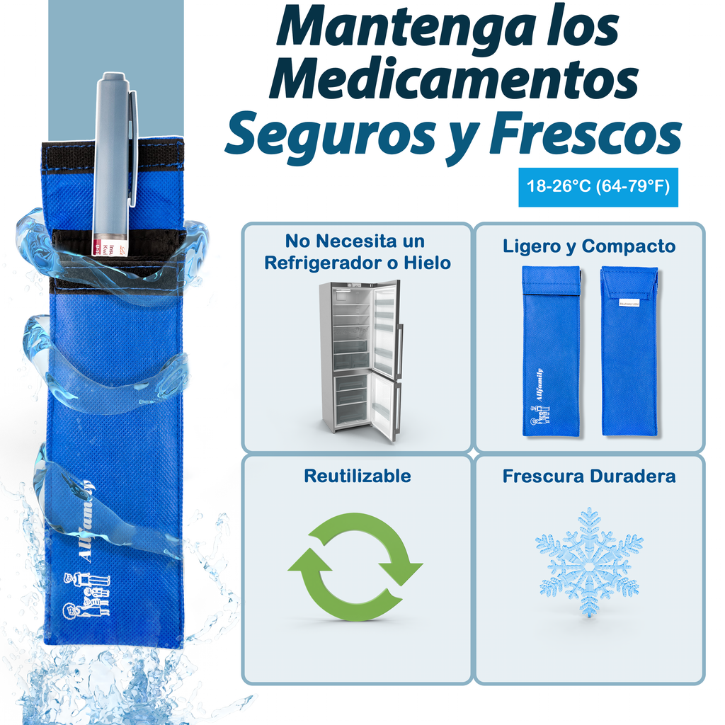 4AllFamily España - Chillers - Bolsas Isotérmicas para medicamentos - Estuches Fríos Para Insulina - Tamaño para dos plumas 2
