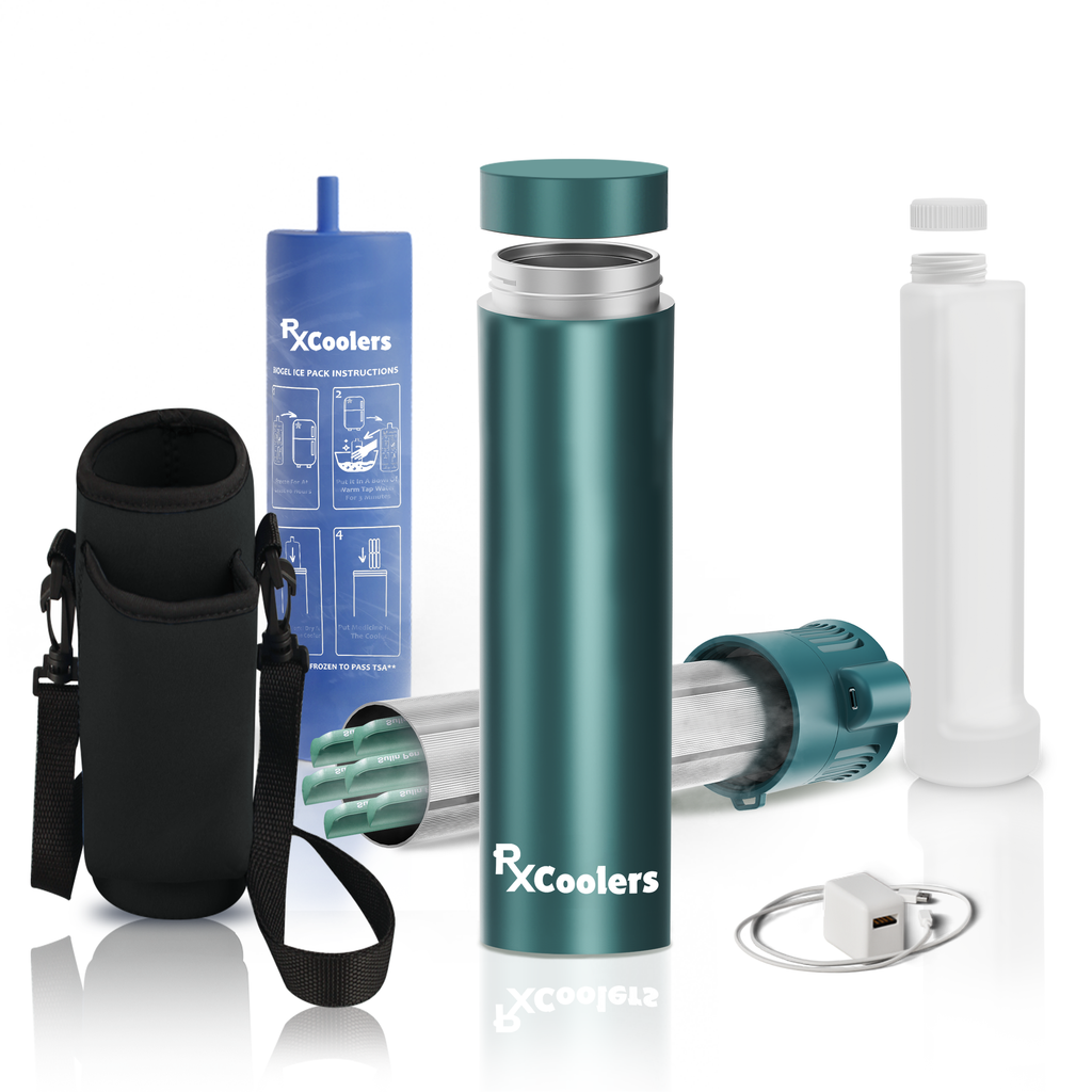 4AllFamily España - RxCoolers Mini - Porta Insulina y Medicamentos Refrigerados Para Viajes - Color Verde