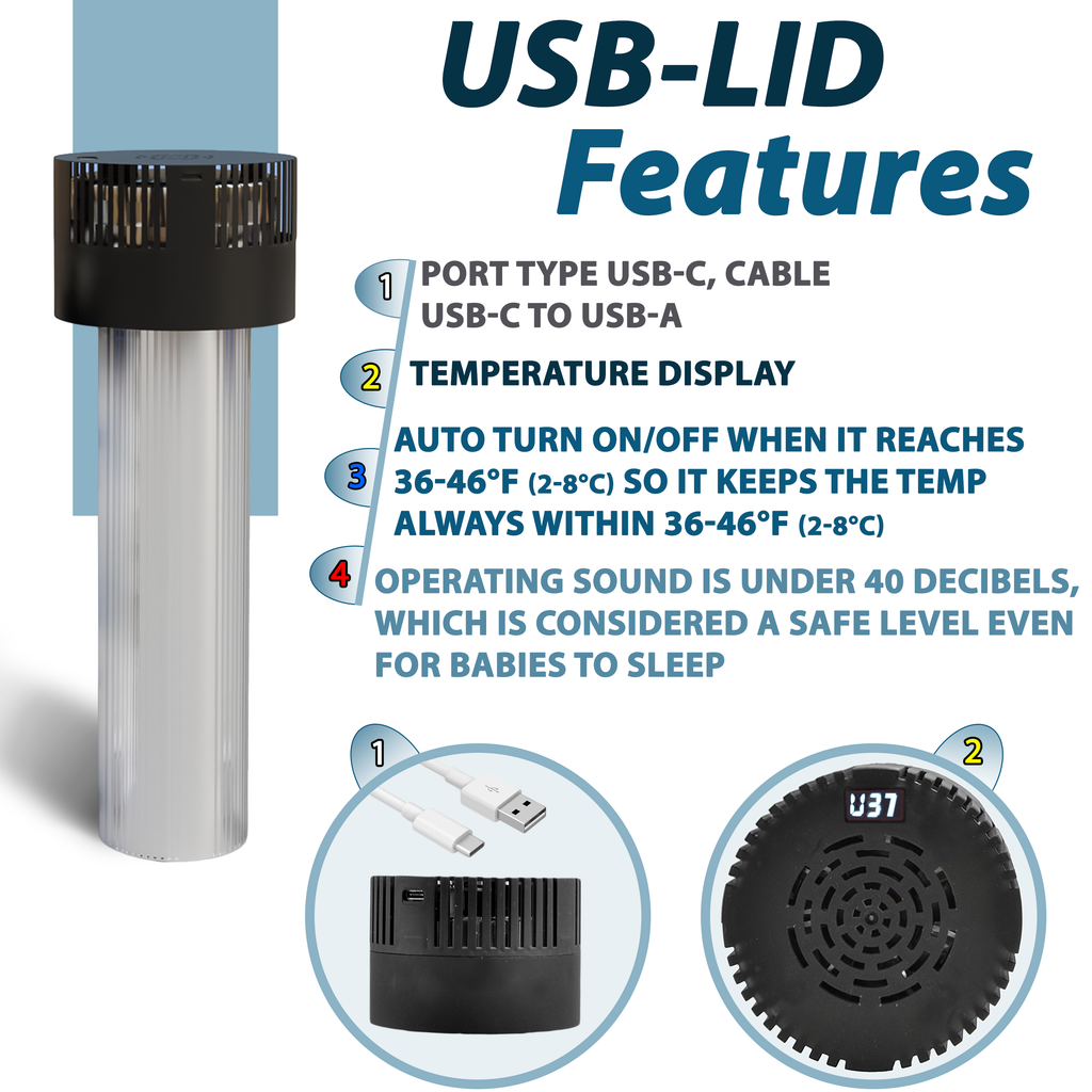 4AllFamily España - Voyager Mini Refrigerador Portátil Para Insulina y Medicamentos - Azul - Tapa Enfriadora USB